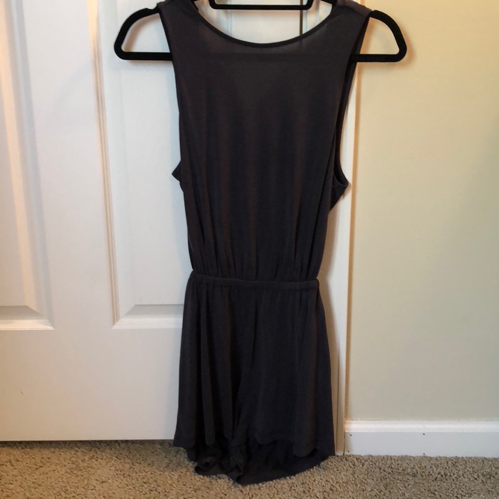 Charcoal open back romper- urban outfitters